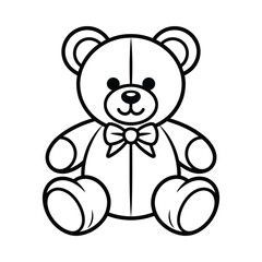 Obraz premium Simple line drawing of a teddy bear with a bow tie