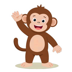 Obraz premium Cute Cartoon Monkey Waving Hand Illustration
