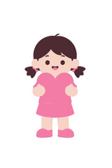 Fototapeta premium Cute Pink Cartoon Girl Hugging Heart Illustration