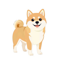 Cute Shiba Inu Dog Vector Illustration