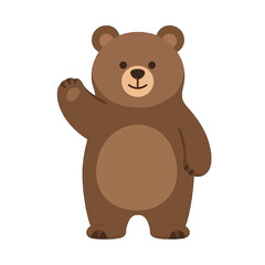 Fototapeta premium Cute Waving Brown Bear Vector Illustration