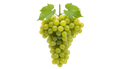 Fototapeta premium Fresh green grapes with leaves isolated on transparent background
