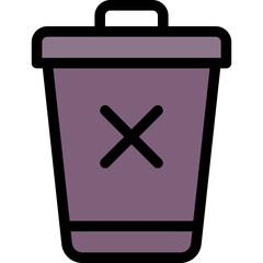 Trash Bin Delete Waste Lineal Colour Style Vector Icon