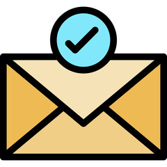 Verified Email Message Lineal Colour Style Vector Icon