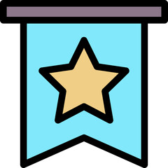 Bookmark Star Favourite Badge Lineal Colour Style Vector Icon