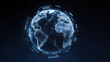 Digital Earth Globe with Futuristic Network Overlay.