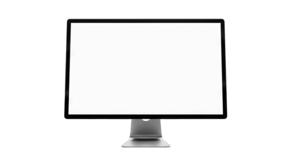Desktop Computer Monitor with Blank Screen on White Background