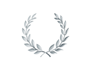 Silver laurel wreath isolated on transparent background