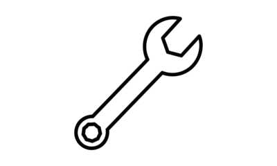 Wrench tool repair service outline symbol isolated on transparent background