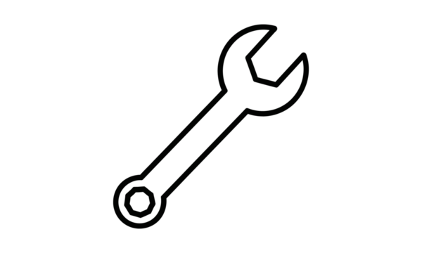 Wrench tool repair service outline symbol isolated on transparent background - Powered by Adobe