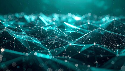 Digital AI ecosystem backdrop, interconnected polygon network, holographic reflections, deep teal & silver palette, sleek 2026 corporate branding.”