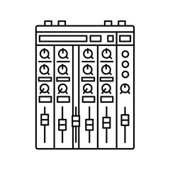 Professional Audio Mixer Control Panel Line Art Icon