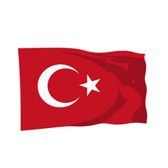 Obraz premium Turkish Flag Waving Red and White Design