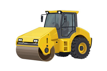 Naklejka premium Yellow Road Roller Construction Illustration