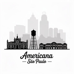 Fototapeta premium Americana Skyline Silhouette — Industrial & Historic City of São Paulo State Brazil Vector Illustration