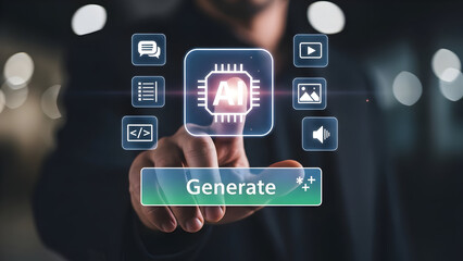 Ai technology man interacting with artificial intelligence interface