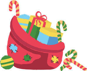 vintage Christmas bag with gifts and sweets