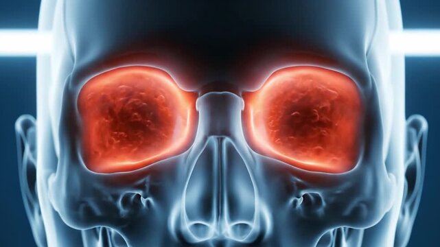 3D Medical Illustration of Sinusitis and Nasal Congestion