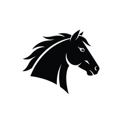 Fototapeta premium Black Silhouette of a Horse Head with Flowing Mane
