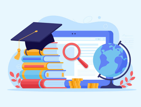 An artistic representation of education tools including books, a globe, and a laptop, emphasizing the importance of knowledge and learning in our modern society.