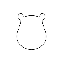 Front hippo head outline icon vector flat design on white background.
