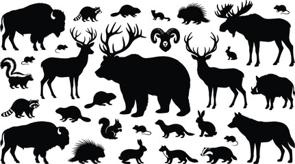 Fifteen Spider Silhouettes Vector Set, Black Widow and Creepy Arachnid Icons Collection