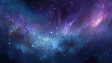 Beautiful colorful nebula with bright stars in deep space. Cosmic sky background with Milky Way galaxy and starry universe for astronomy.