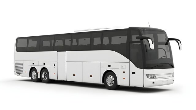 Modern white tour bus isolated on a white background for transportation needs