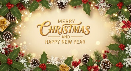 Festive holiday greeting card design christmas and new year wishes graphic artwork winter wonderland vibrant colors celebratory theme for seasonal joy and cheer