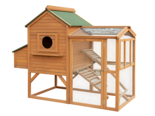 a wooden chicken coop Isolated on white and transparent background