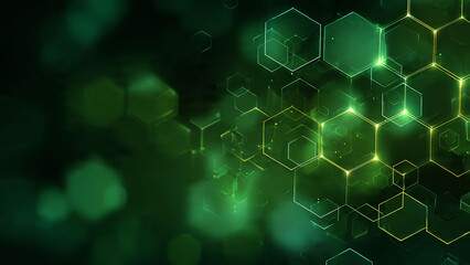 abstract technology background green tech innovation hexagon pattern