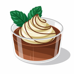 A tempting chocolate mousse served in a glass, garnished with a mint leaf, highlighting the allure of gourmet desserts and the joy of indulgence.