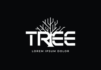 TREE text modern wood Logo design for your company branding