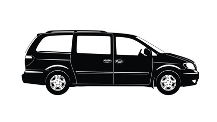 Obraz premium Black Silhouette of a Minivan on White Background vehicle