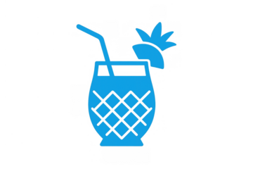 Pineapple cocktail icon representing tropical summer drinks, featuring a straw and fruit garnish, vector illustration