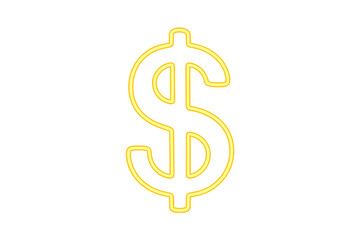 Obraz premium Yellow neon dollar sign glowing brightly, representing money, finance, wealth, business, and prices
