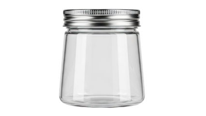 Empty Glass Jar with Metal Lid Isolated on White