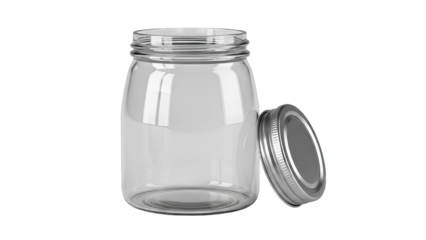 Empty Glass Jar with Lid on White Background