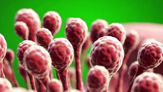 Abstract 3 d rendering of microscopic organisms against a vibrant green backdrop