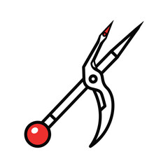 Proportional Divider Tool Line Art Icon with Red Accents