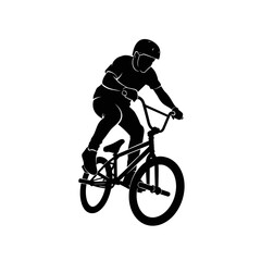 Fototapeta premium BMX Bike Rider Silhouette – Extreme Cycling Freestyle Stunt Vector