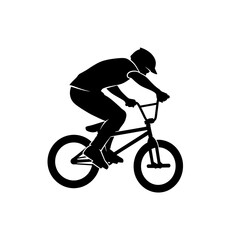 Fototapeta premium BMX Rider Jump Silhouette – Extreme Bicycle Stunt Action Vector