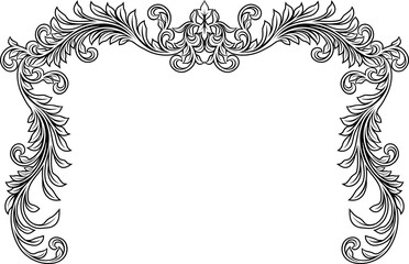 A filigree heraldic crest motif floral pattern border frame. Original design in a vintage style. © Christos Georghiou