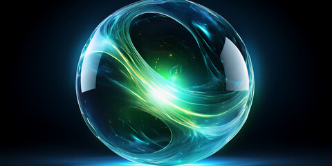 【Energy Sphere Icons】Mystical glowing energy sphere abstract background｜神秘的な発光エネルギー球の抽象背景
