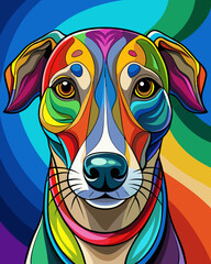Fototapeta premium Dog real,Stained Glass Style , rainbow color