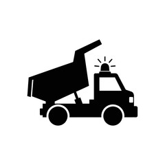 Dump Truck Silhouette Icon – Construction Loader Vehicle Vector Design
