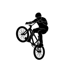 Obraz premium BMX Bike Rider Silhouette – Extreme Cycling Freestyle Stunt Vector