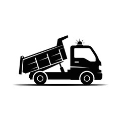 Dump Truck Silhouette Icon – Construction Loader Vehicle Vector Design
