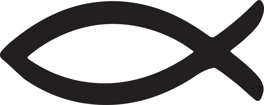 Christian Fish (Ichthys) Symbol Icon Silhouette, Jesus Fish Faith Vector