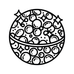 Stylized Bath Bomb with Bubbles and Sparkles Line Icon